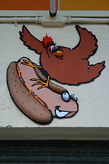 Image showing Funny Hot Dog Sign