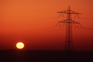 Image showing Powerline Sunrise