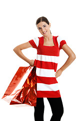 Image showing Woman with shopping bags