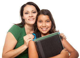 Image showing Hispanic Mother and Daughter Ready for School