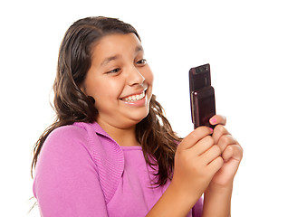 Image showing Happy Pretty Hispanic Girl On Cell Phone 