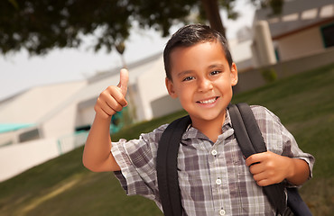 Image showing Happy Young Hispanic Boy Ready for School