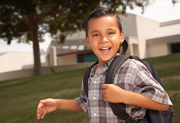 Image showing Happy Young Hispanic Boy Ready for School