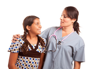 Image showing Pretty Hispanic Girl and Female Doctor Isolated