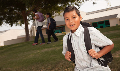 Image showing Happy Young Hispanic Boy Ready for School