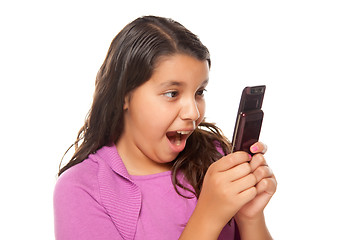 Image showing Shocked Pretty Hispanic Girl On Cell Phone