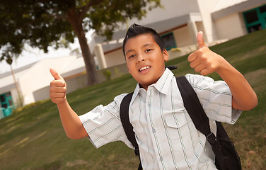 Image showing Happy Young Hispanic Boy Ready for School