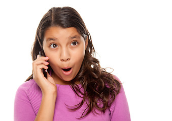 Image showing Shocked Pretty Hispanic Girl On Cell Phone