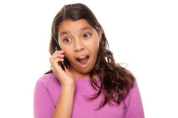 Image showing Shocked Pretty Hispanic Girl On Cell Phone