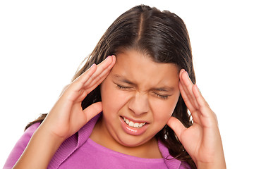 Image showing Pretty Hispanic Girl with Headache