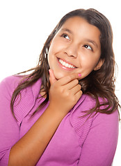 Image showing Pretty Hispanic Girl Thinking