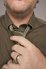 Image showing Man Fixing Tie