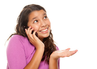 Image showing Happy Pretty Hispanic Girl On Cell Phone 