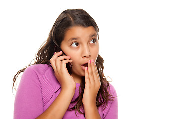 Image showing Shocked Pretty Hispanic Girl On Cell Phone