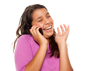 Image showing Happy Pretty Hispanic Girl On Cell Phone 