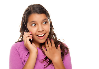 Image showing Shocked Pretty Hispanic Girl On Cell Phone