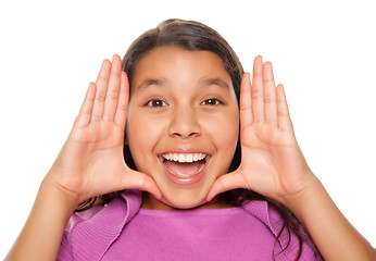 Image showing Pretty Hispanic Girl Framing Her Face with Hands