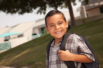 Image showing Happy Young Hispanic Boy Ready for School