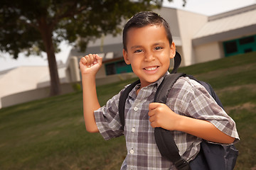 Image showing Happy Young Hispanic Boy Ready for School