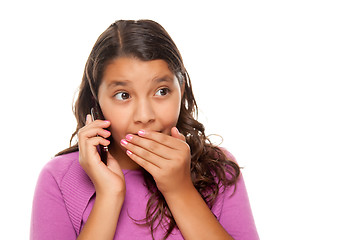 Image showing Shocked Pretty Hispanic Girl On Cell Phone