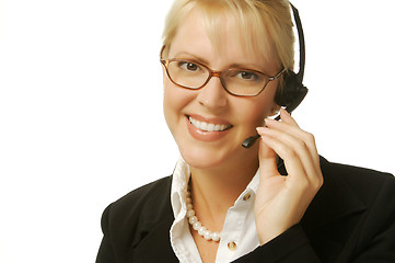 Image showing A beautiful friendly secretary/telephone operator.