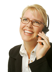 Image showing A beautiful friendly secretary/telephone operator.