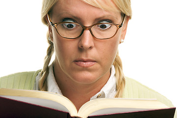 Image showing Stunned Female with Ponytails and Book