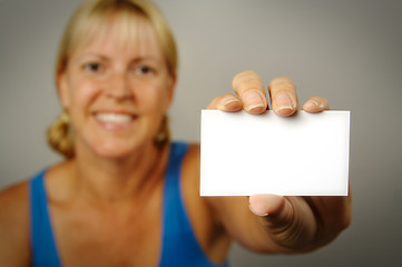 Image showing Woman with Blank Business Card