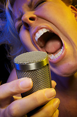 Image showing Woman Sings with Passion