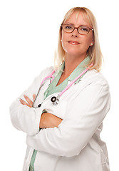 Image showing Attractive Female Doctor or Nurse on White