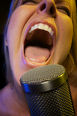 Image showing Woman Sings with Passion