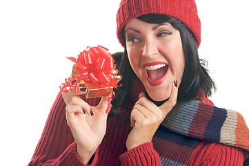 Image showing Attractive Woman Holds Gift