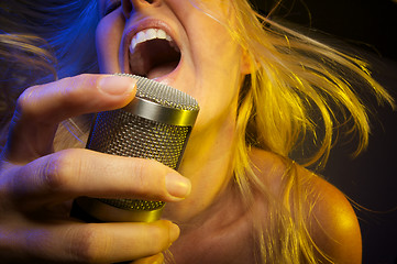 Image showing Woman Sings with Passion