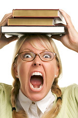 Image showing Attractive Woman with Her Books