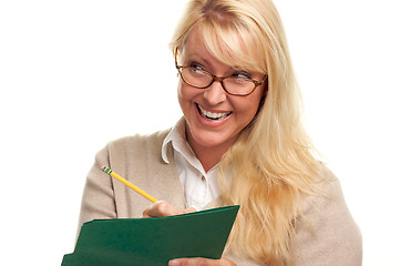 Image showing Beautiful Woman with Pencil and Folder 