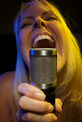 Image showing Woman Sings with Passion