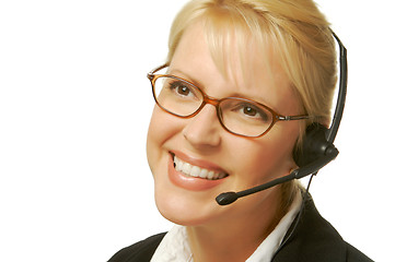 Image showing A beautiful friendly secretary/telephone operator.