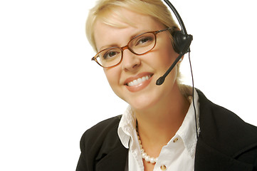 Image showing A beautiful friendly secretary/telephone operator.