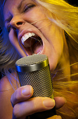 Image showing Woman Sings with Passion