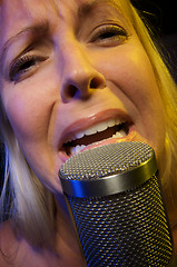 Image showing Woman Sings with Passion