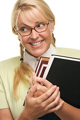 Image showing Cute Student with Retainer Carrying Her Books