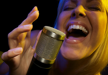 Image showing Woman Sings with Passion