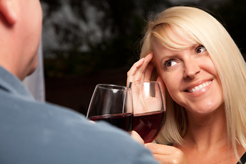 Image showing Blonde Socializing with Wine Glass