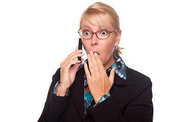 Image showing Shocked Blonde Woman on Cell Phone