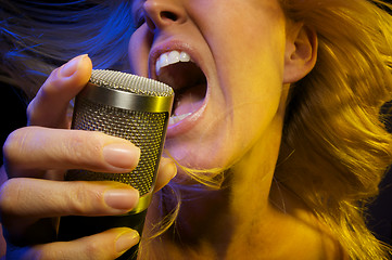 Image showing Woman Sings with Passion