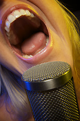 Image showing Woman Sings with Passion