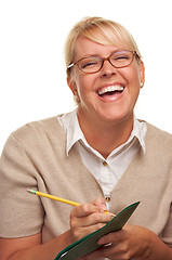 Image showing Beautiful Woman with Pencil and Folder 