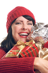 Image showing Attractive Woman Holds Gifts