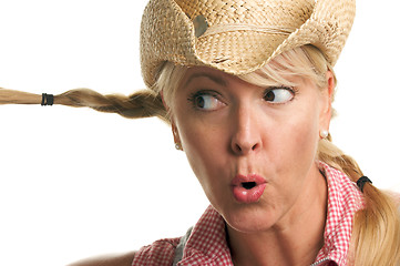 Image showing Attractive Blond with Cowboy Hat 