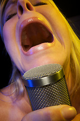 Image showing Woman Sings with Passion